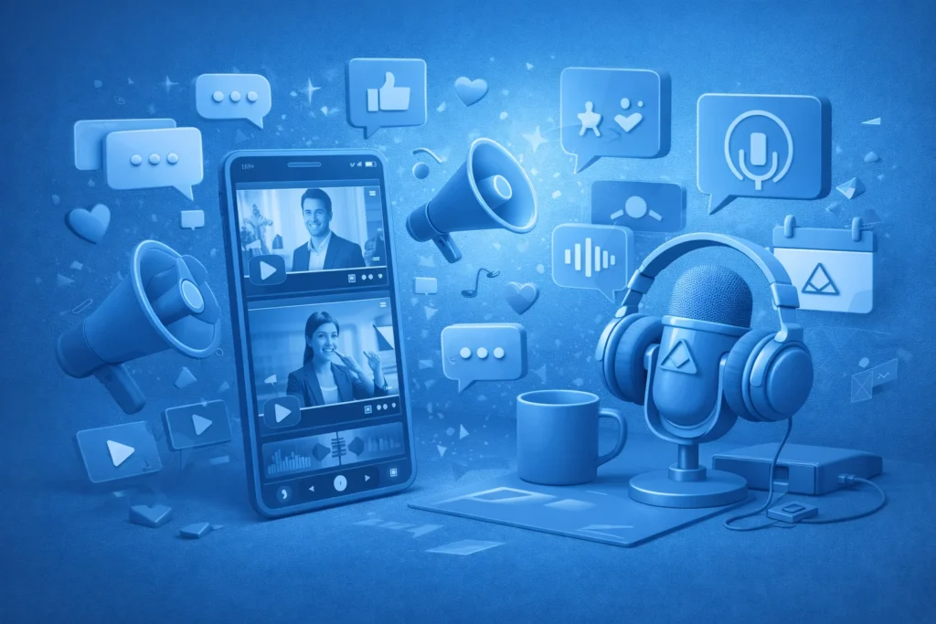 Illustration de contenus vidéo pour les réseaux sociaux